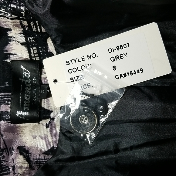 Amanda Women's Jacket All Over Pattern Single Button Size S/M Padded Shoulders - Picture 5 of 7